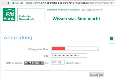 psd key oder alias